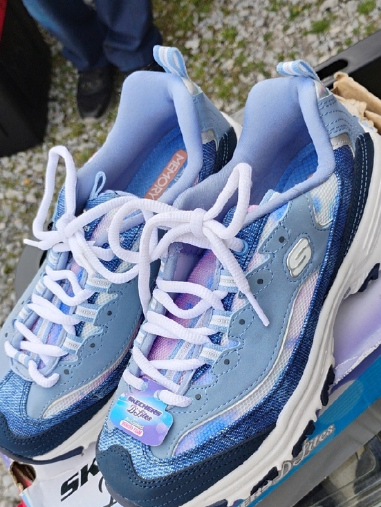 Skechers Shoes - New Skechers Women's Blue and White Memory Foam Lace-Up Sneakers (D-55)